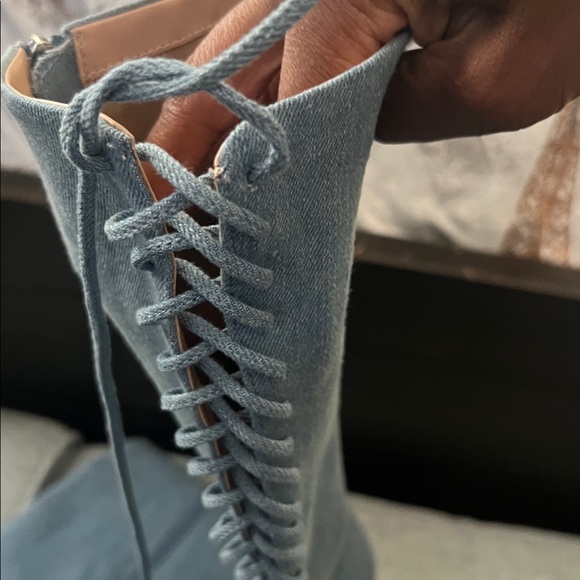Stylish light denim Lace-Up Women's Boots - Picture 8 of 9